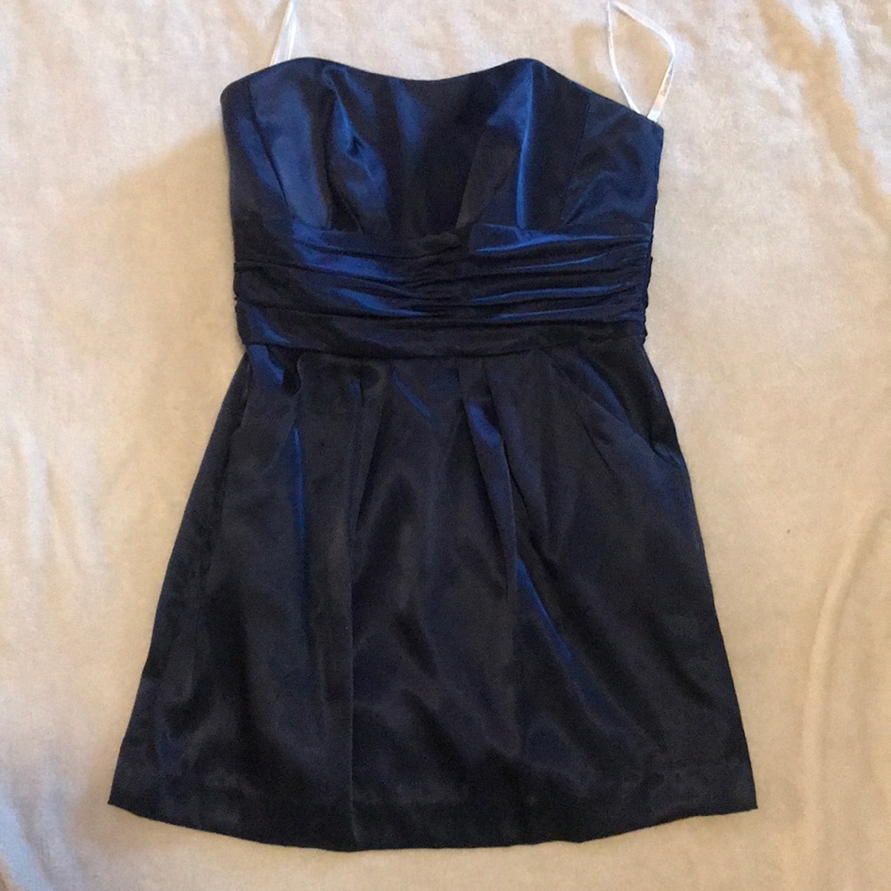 David’s bridal strapless short dress.